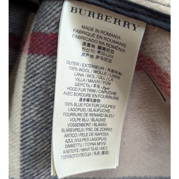 Burberry Brit Blackwell Toggle Wool Duffle Coat Gray XS Fur Trim Hood Jacket - Picture 5 of 5